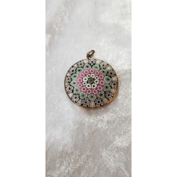 Glass Millefiori Murano pendant marked 925  (1.1518) 1 1/2" - Picture 4 of 6